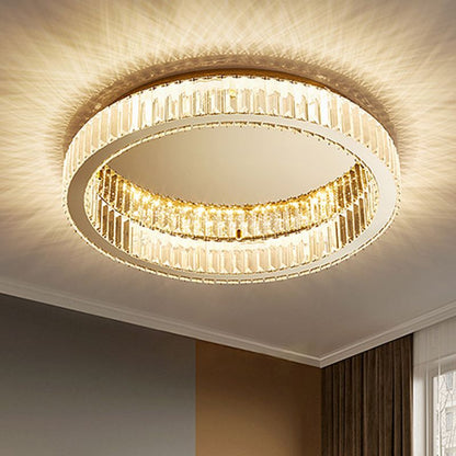 Art Deco Crystal Ring Flush Mount Ceiling Light Gold Circular LED