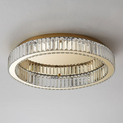 Art Deco Crystal Ring Flush Mount Ceiling Light Gold Circular LED