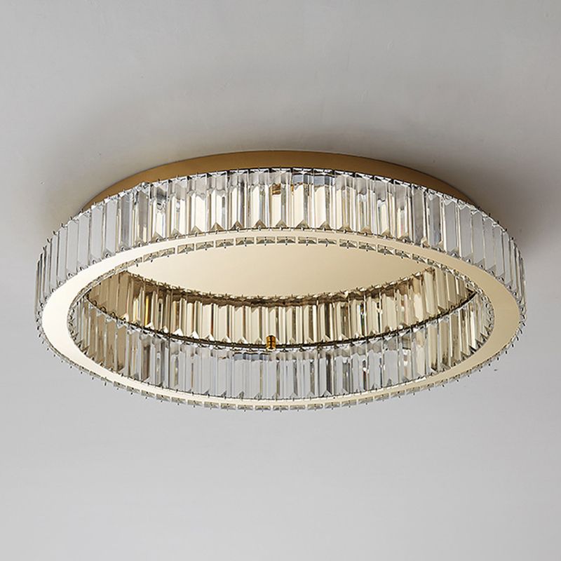 Art Deco Crystal Ring Flush Mount Ceiling Light Gold Circular LED