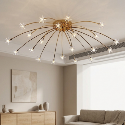 Art Deco Starburst Sputnik LED Ceiling Light With Star Shaped Light Points