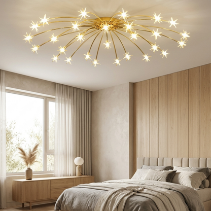 Art Deco Starburst Sputnik LED Ceiling Light With Star Shaped Light Points