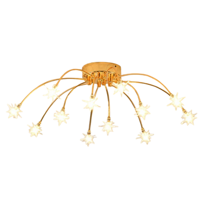 Art Deco Starburst Sputnik LED Ceiling Light With Star Shaped Light Points