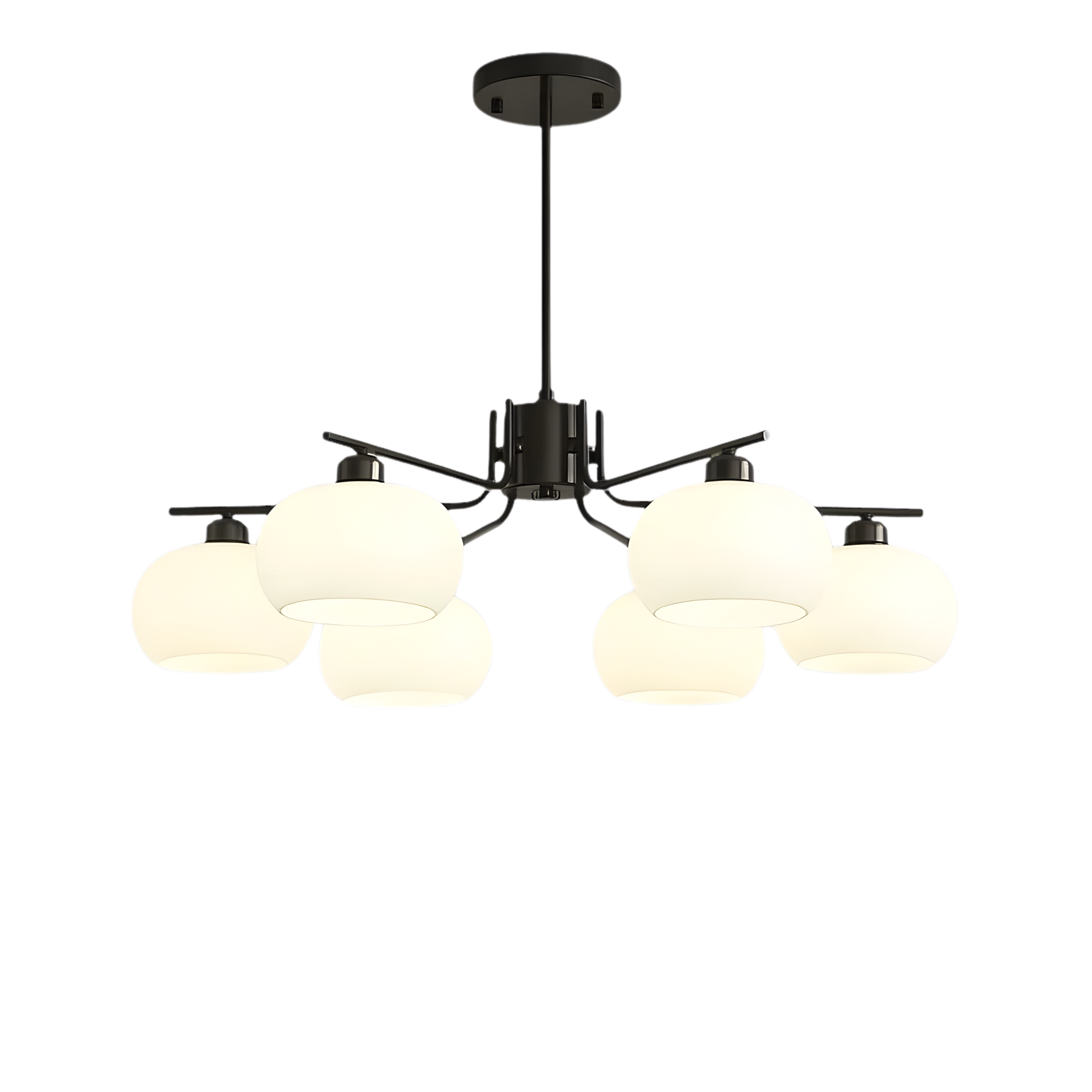 Bauhaus Matt Glass Multi Arm Chandelier Ceiling Light
