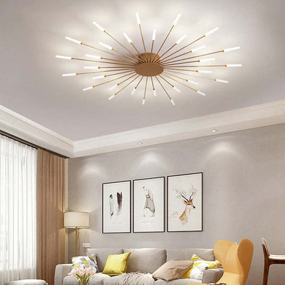 Black And Gold Firework Spiral Flush Mount LED Ceiling Light