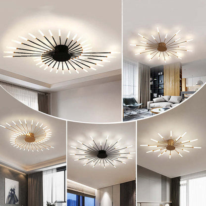 Black And Gold Firework Spiral Flush Mount LED Ceiling Light