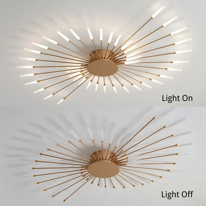 Black And Gold Firework Spiral Flush Mount LED Ceiling Light