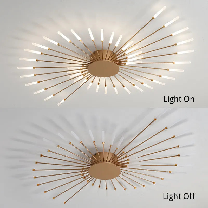 Black And Gold Firework Spiral Flush Mount LED Ceiling Light