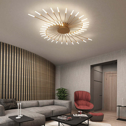 Black And Gold Firework Spiral Flush Mount LED Ceiling Light