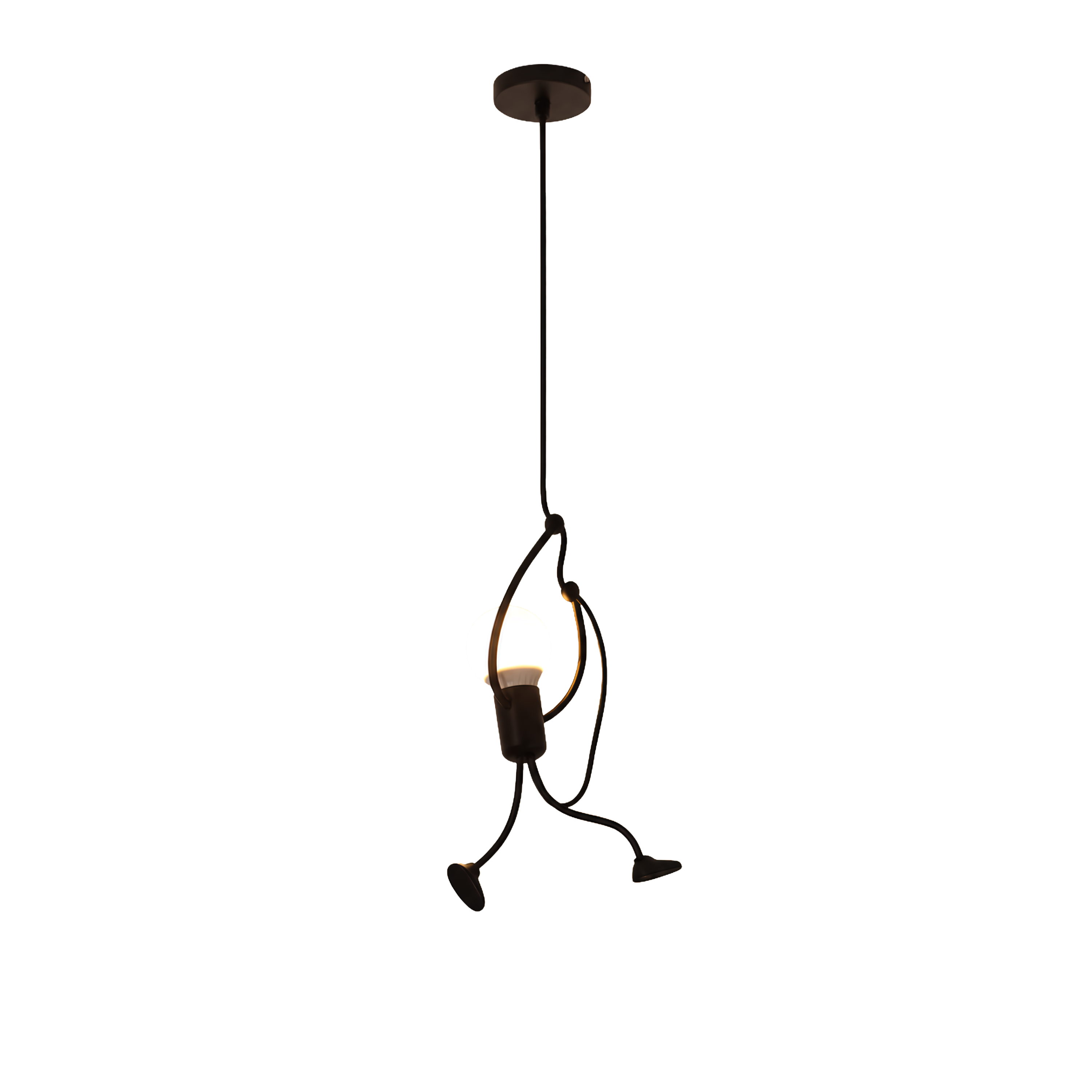 Black Climbing Figure Pendant Light Novelty Exposed Bulb Hanging Ceiling Light