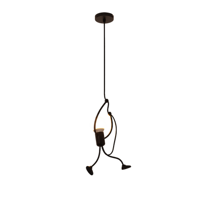 Black Climbing Figure Pendant Light Novelty Exposed Bulb Hanging Ceiling Light