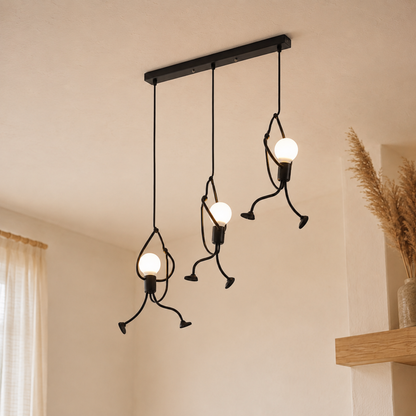 Black Climbing Figure Pendant Light Novelty Exposed Bulb Hanging Ceiling Light