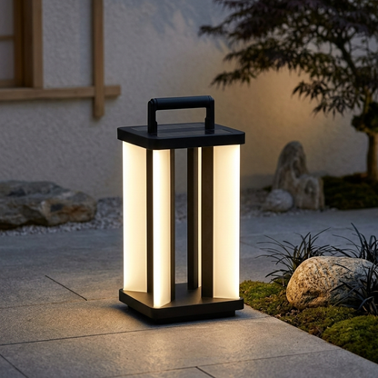 Black Lantern Solar Garden Light Cordless LED Outdoor Light