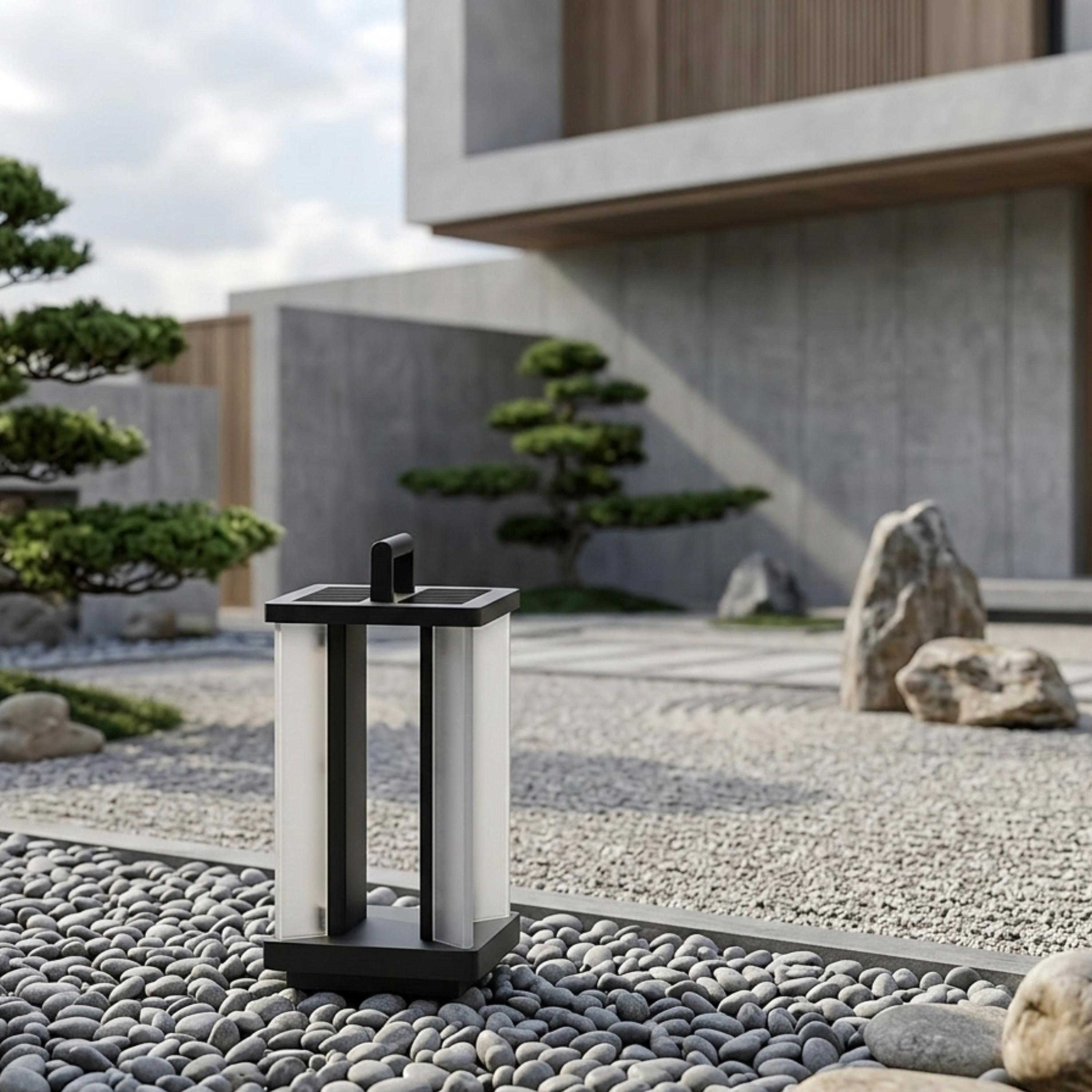 Black Lantern Solar Garden Light Cordless LED Outdoor Light