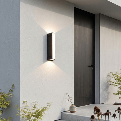 Black LED Outdoor Wall Light Rectangular Up Down Exterior Wall Sconce