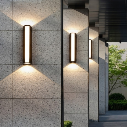 Black LED Outdoor Wall Light Rectangular Up Down Exterior Wall Sconce