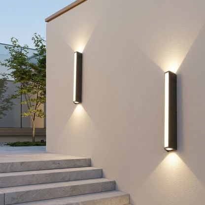 Black LED Outdoor Wall Light Rectangular Up Down Exterior Wall Sconce