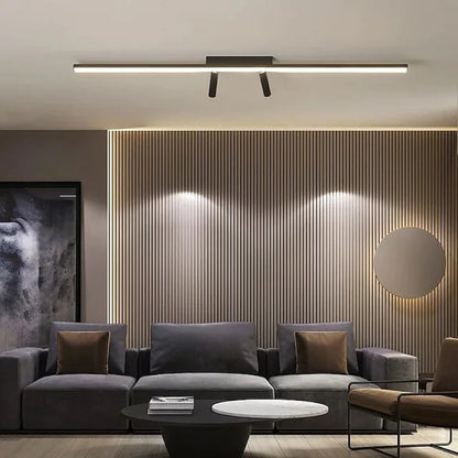 Black Linear LED Ceiling Light Adjustable Spotlight Minimalist Flush Mount