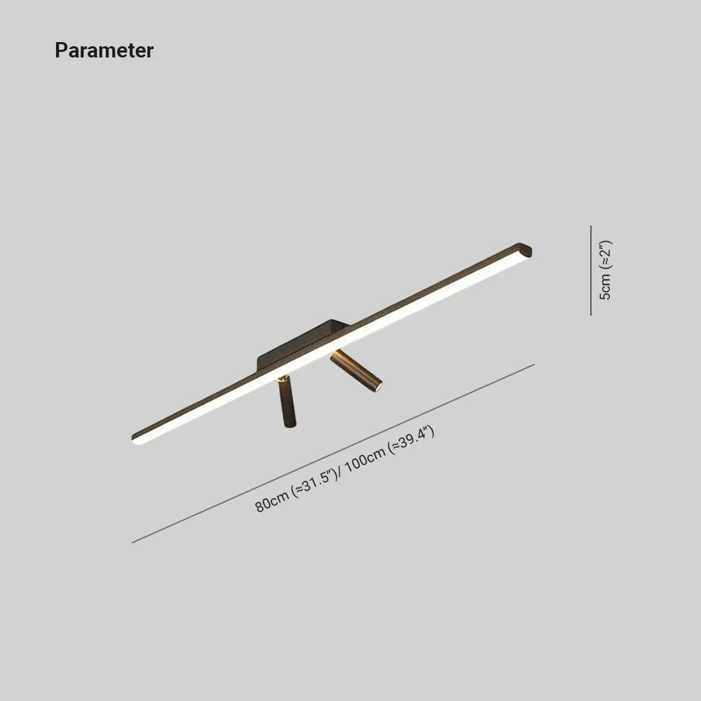 Black Linear LED Ceiling Light Adjustable Spotlight Minimalist Flush Mount