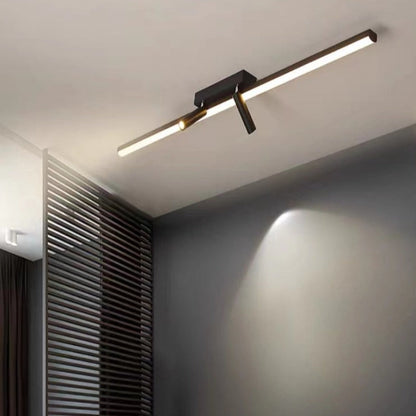 Black Linear LED Ceiling Light Adjustable Spotlight Minimalist Flush Mount