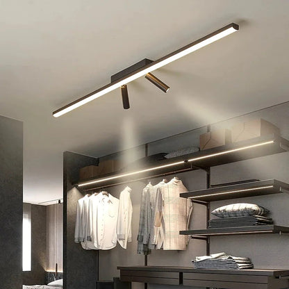 Black Linear LED Ceiling Light Adjustable Spotlight Minimalist Flush Mount