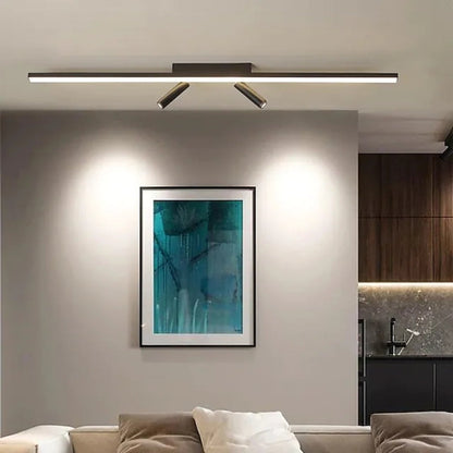 Black Linear LED Ceiling Light Adjustable Spotlight Minimalist Flush Mount