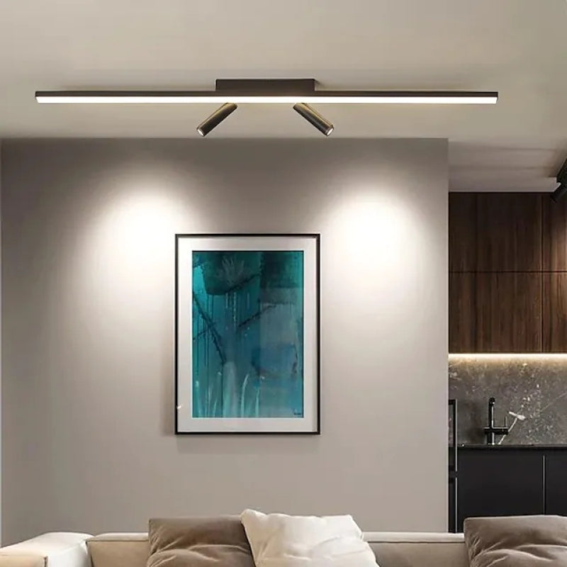 Black Linear LED Ceiling Light Adjustable Spotlight Minimalist Flush Mount