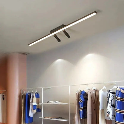Black Linear LED Ceiling Light Adjustable Spotlight Minimalist Flush Mount