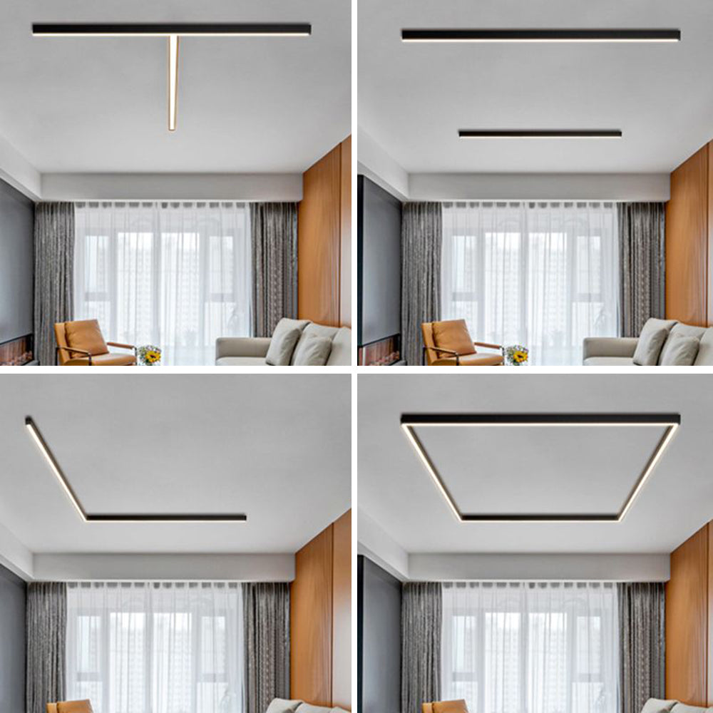 Black Linear LED Ceiling Light And Wall Light Minimalist Strip Bar