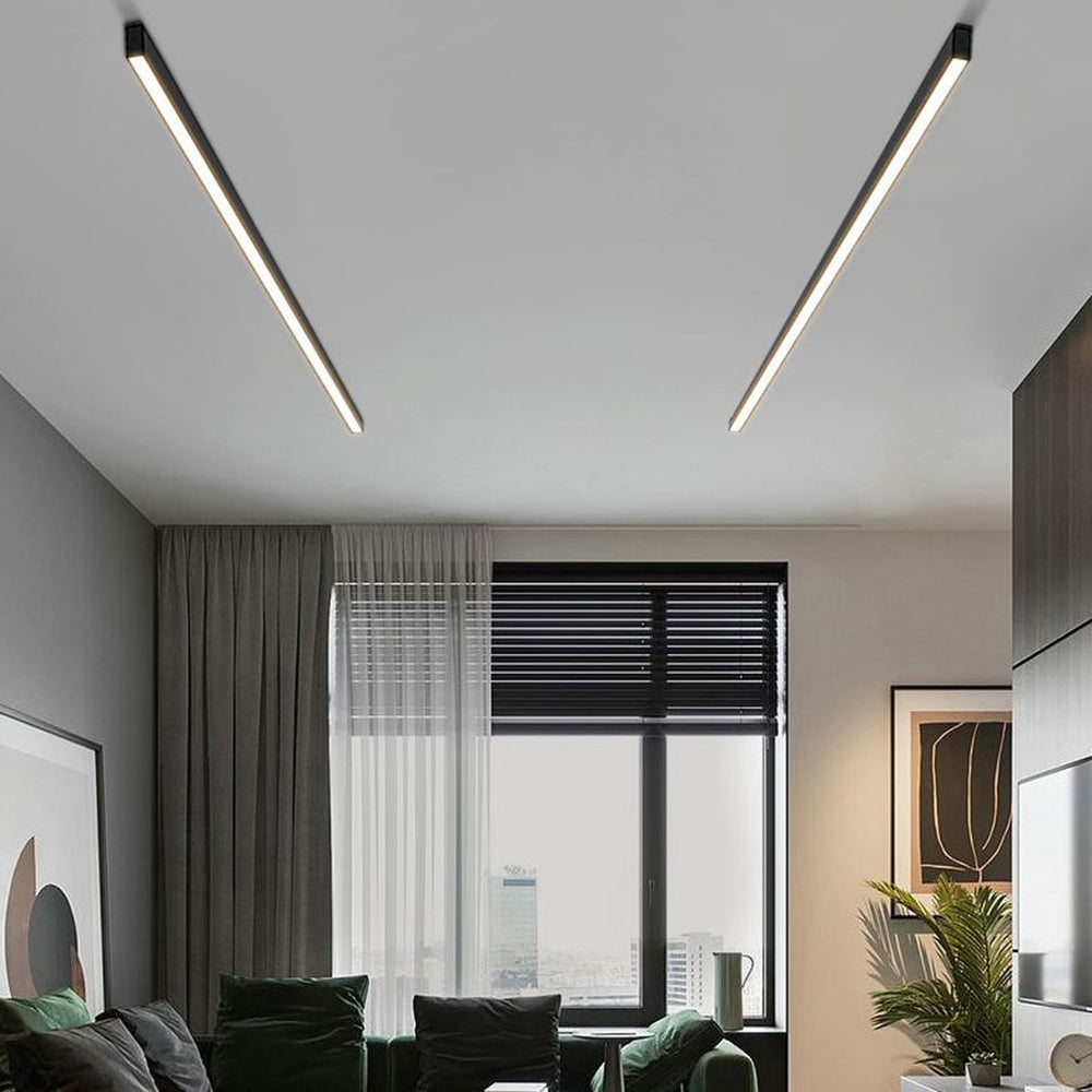 Black Linear LED Ceiling Light And Wall Light Minimalist Strip Bar