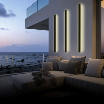 Black Linear LED Outdoor Wall Light Garden Sconce