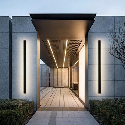 Black Linear LED Outdoor Wall Light Garden Sconce