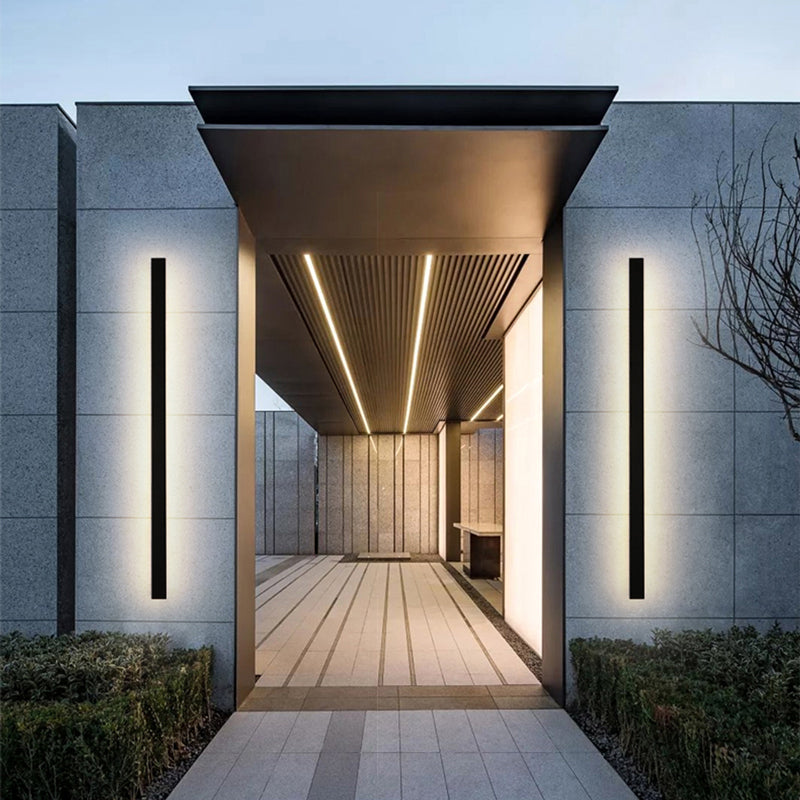 Black Linear LED Outdoor Wall Light Garden Sconce
