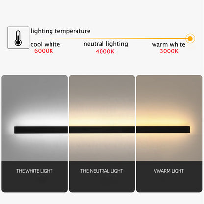 Black Linear LED Outdoor Wall Light Garden Sconce
