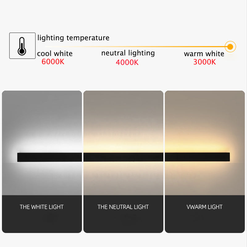 Black Linear LED Outdoor Wall Light Garden Sconce