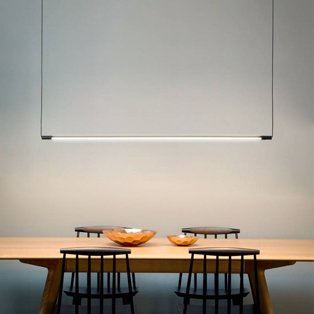 Black Linear Pendant Light Minimalist Slim LED Bar Dimmable