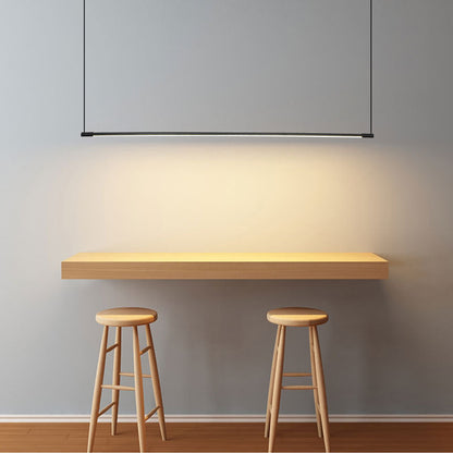 Black Linear Pendant Light Minimalist Slim LED Bar Dimmable