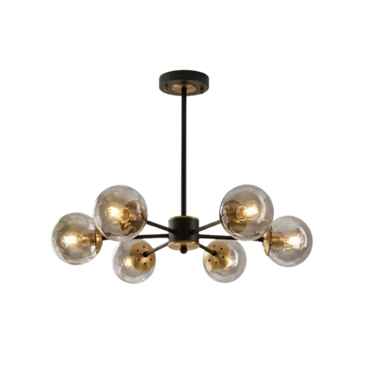 Black Mid Century Smoked Glass Globe Sputnik Chandelier