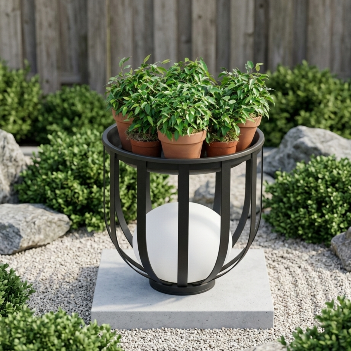Black Planter Solar Garden Light LED Outdoor Light 55 cm