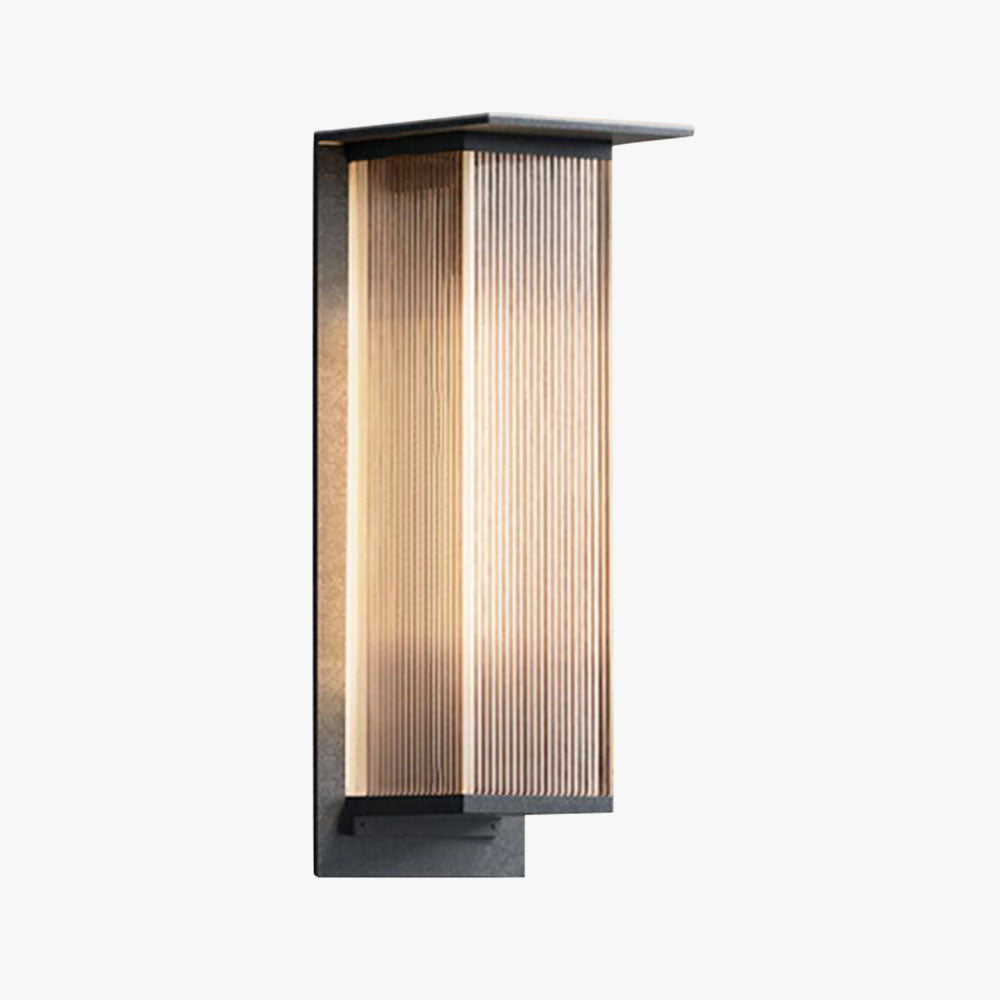Black Rectangular Outdoor Wall Light Ribbed Acrylic Modern Garden Porch Wall Lamp
