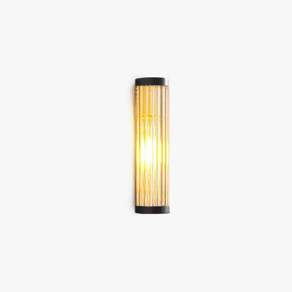 Black Ribbed Glass Semi Cylindrical Outdoor Wall Light Modern Garden Wall Lamp