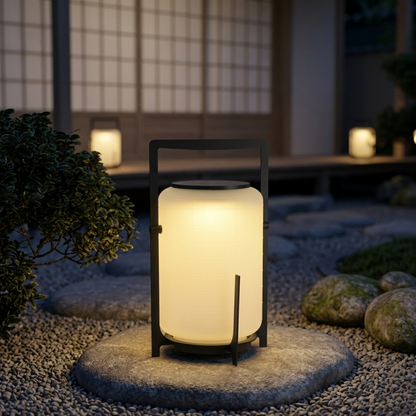 Black Solar LED Garden Lantern Freestanding Outdoor Patio Light