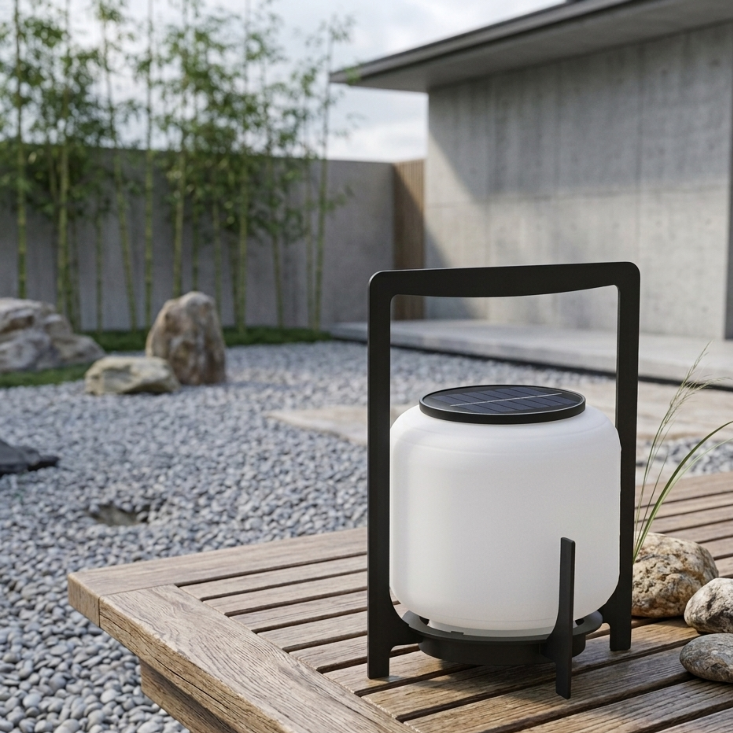 Black Solar LED Garden Lantern Freestanding Outdoor Patio Light