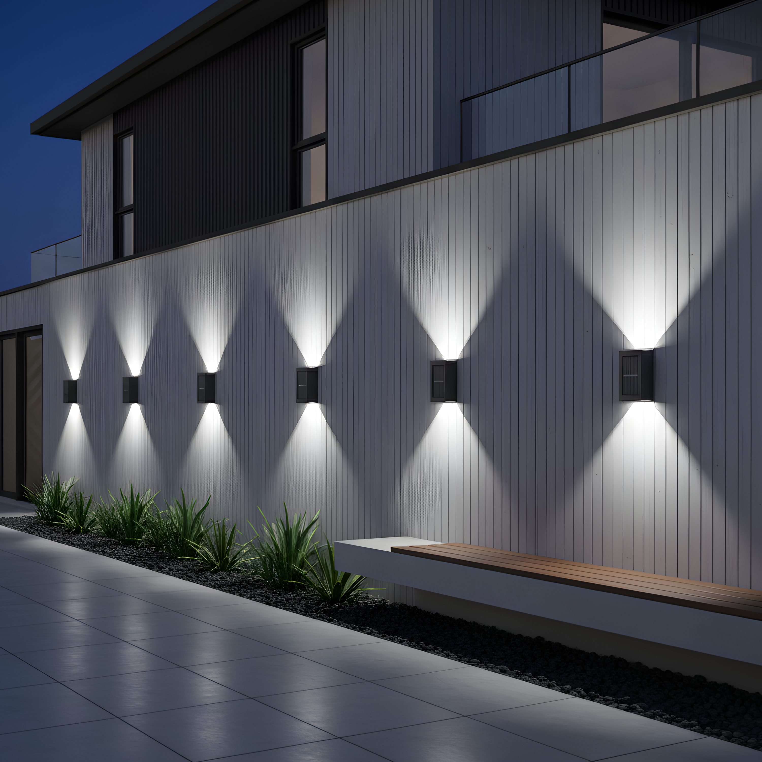 Black Solar LED Outdoor Wall Light Up and Down Solar Garden Light