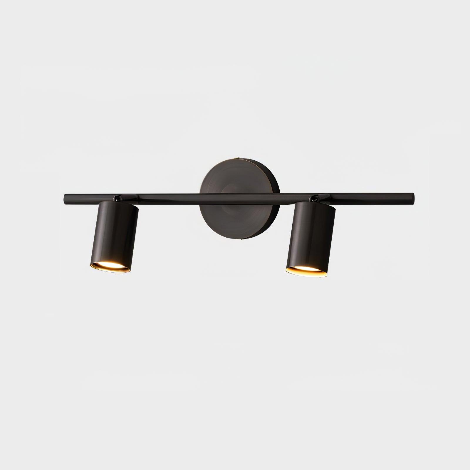 Black Twin Cylinder Adjustable Wall Spotlight Two Light Wall Light