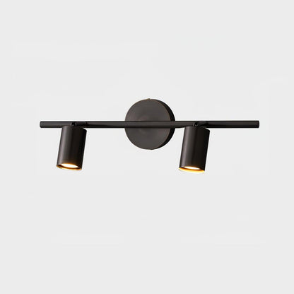 Black Twin Cylinder Adjustable Wall Spotlight Two Light Wall Light