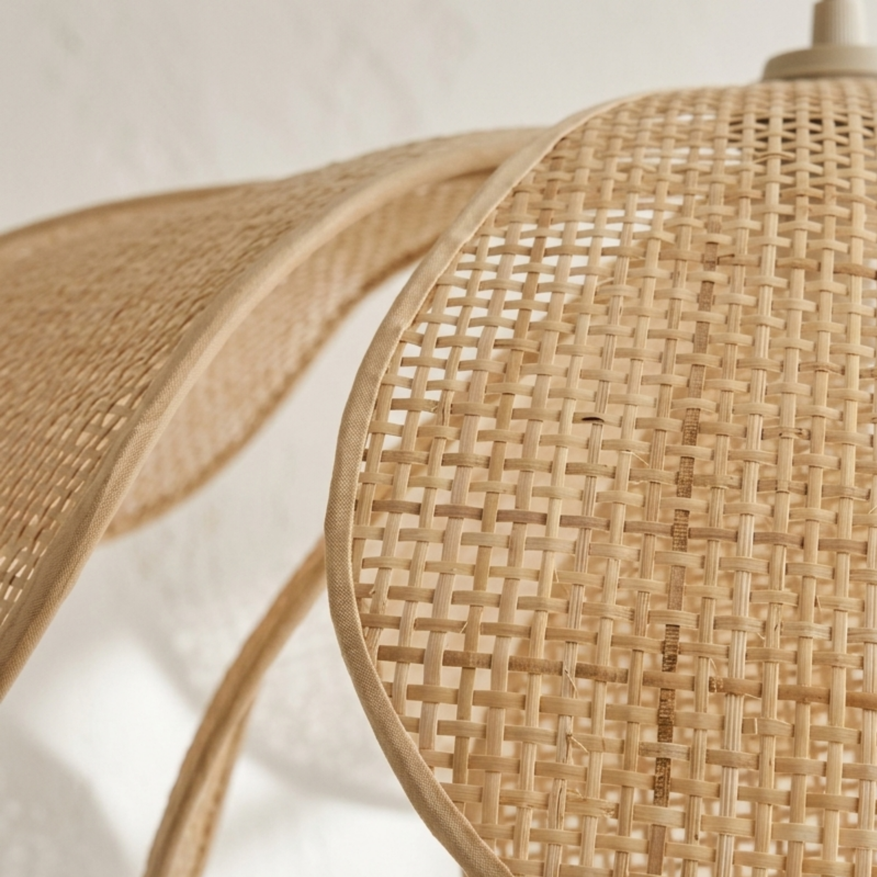Boho Woven Rattan Flower Petal Pendant Light