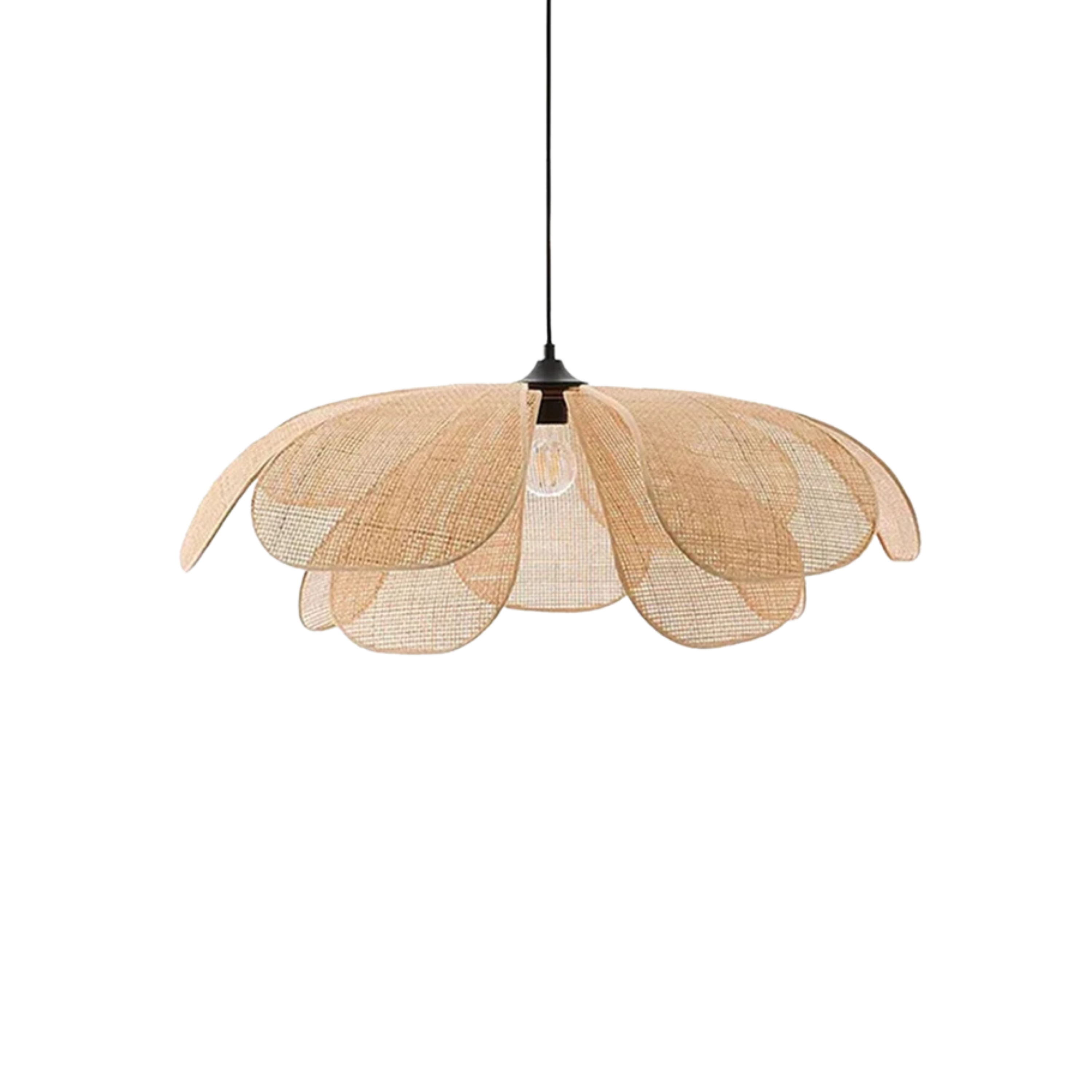 Boho Woven Rattan Flower Petal Pendant Light