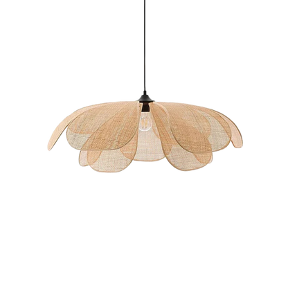 Boho Woven Rattan Flower Petal Pendant Light