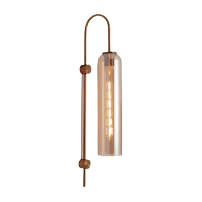 Brass Arc Textured Glass Cylinder Wall Sconce Indoor Wall Light