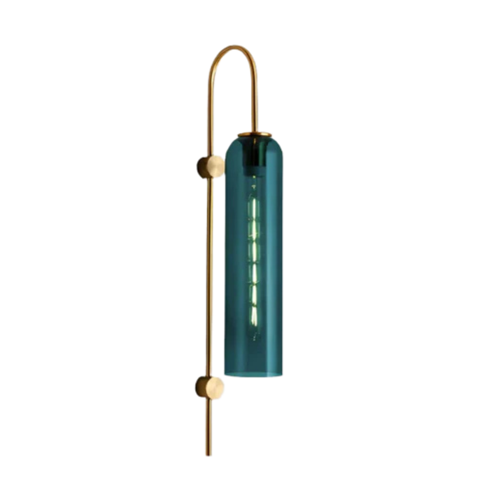 Brass Arc Textured Glass Cylinder Wall Sconce Indoor Wall Light